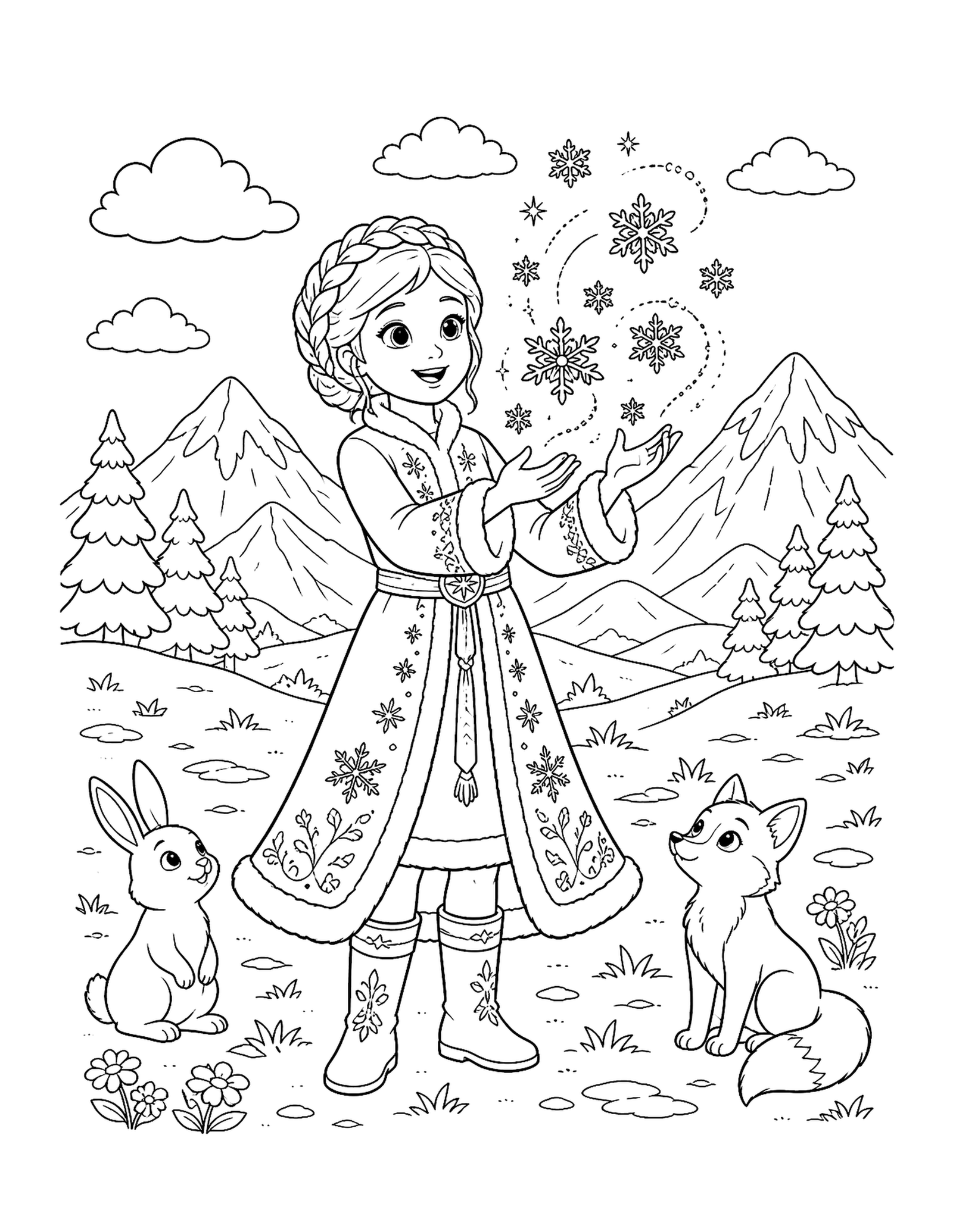 Winter Magician Makes Snowflakes Original Winter Magician Snowflakes printable coloring page