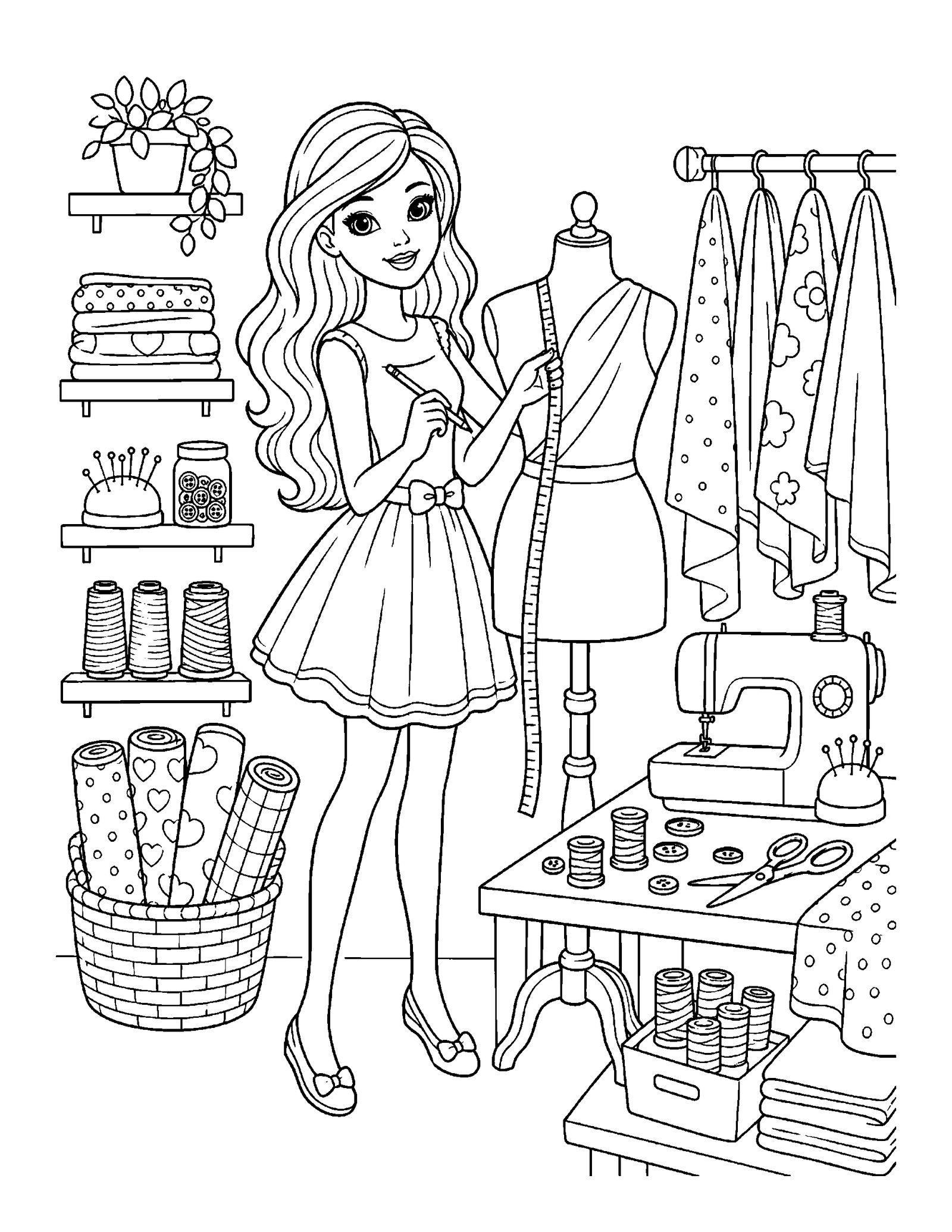 Barbie coloring pages printable style fashion design studio