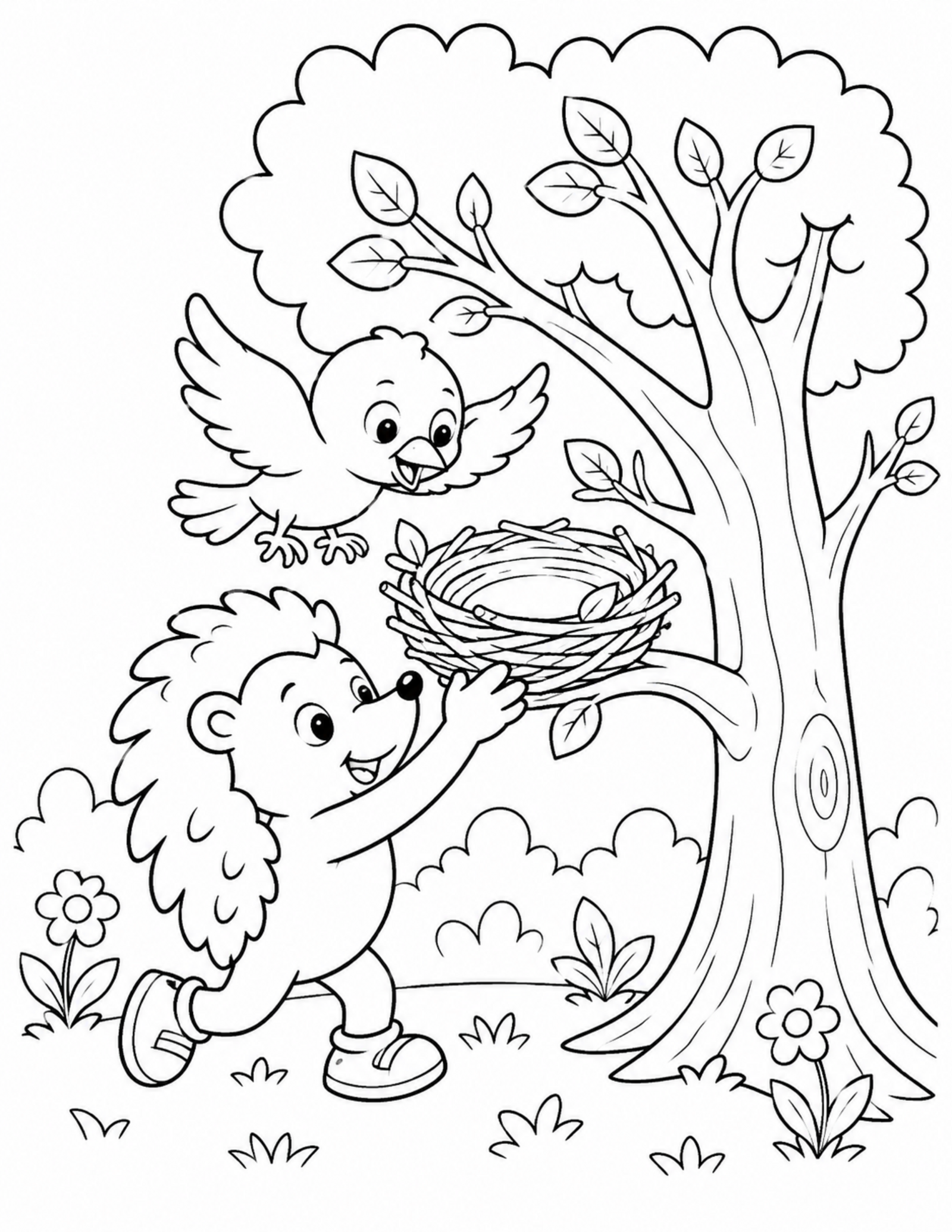 Sonic coloring pages printable style original hedgehog helping a bird