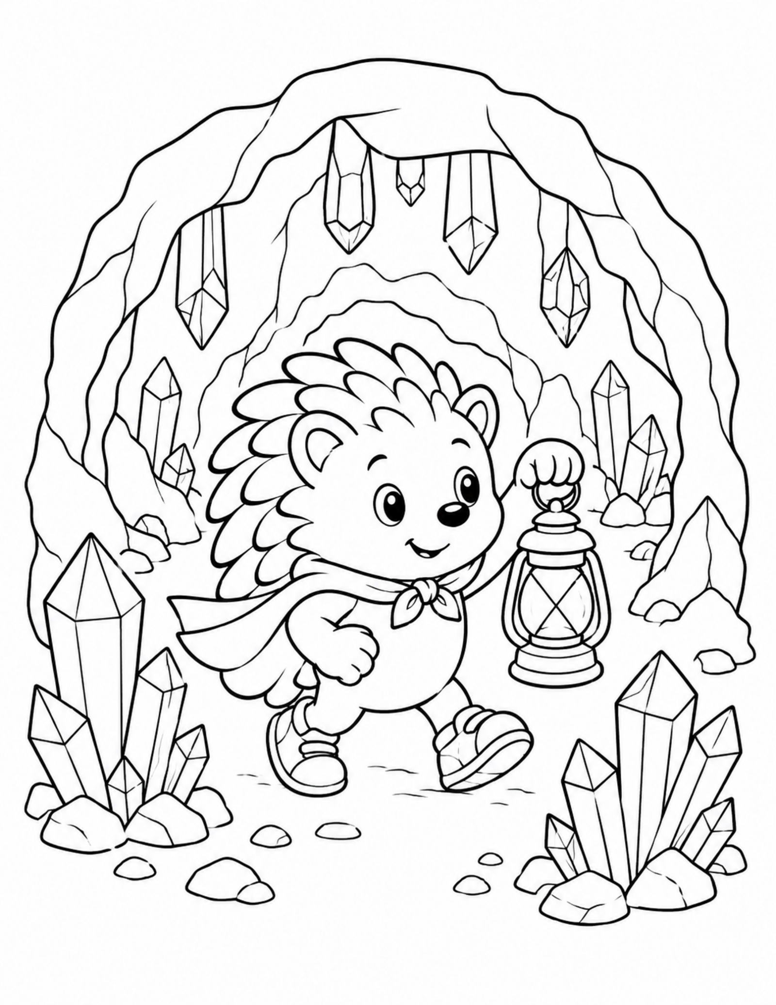 Sonic coloring pages printable style original hedgehog exploring a cave