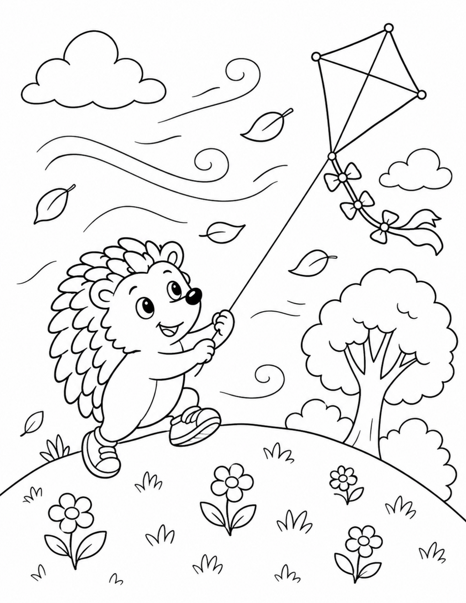 Sonic coloring pages printable style original hedgehog flying a kite