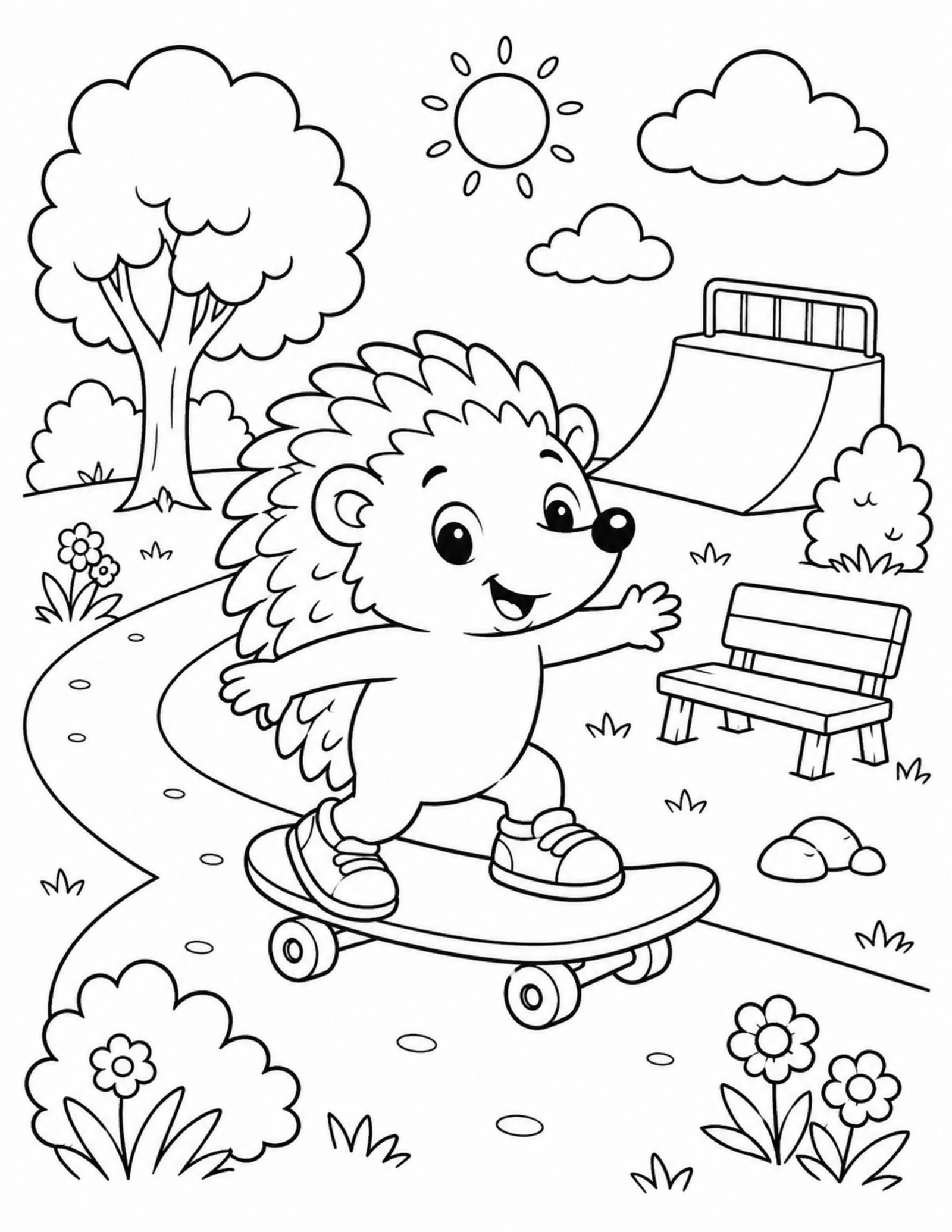 Sonic coloring pages printable style original hedgehog skateboarding
