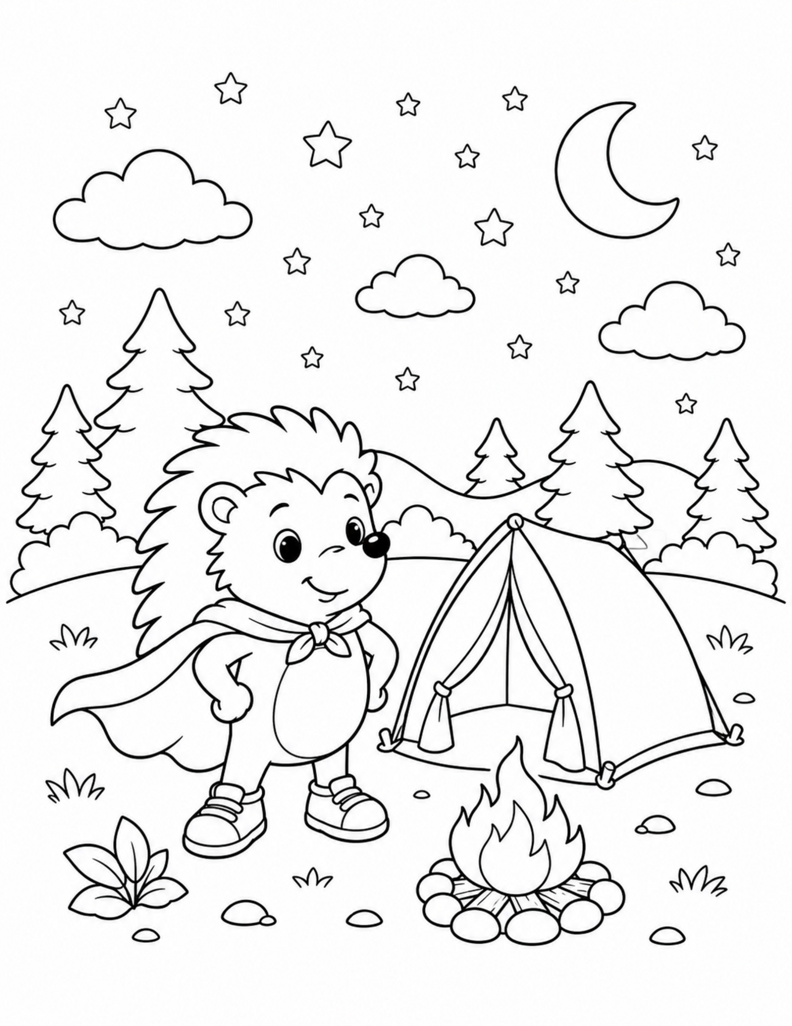 Sonic coloring pages printable style original hedgehog camping